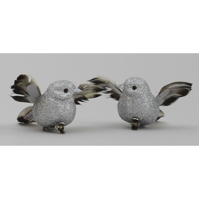 9cm flying bird x2 w clip silver 17290 at beechmount garden centre