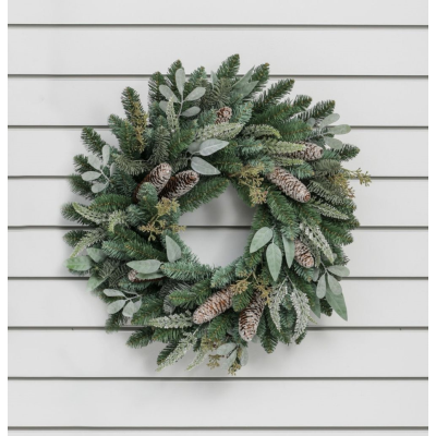 24in cone mixed leaf wreath natural 250300wr at beechmount garden centre