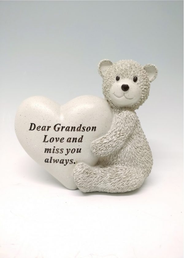 grandson bear heart at grave ornament beechmount garden centre