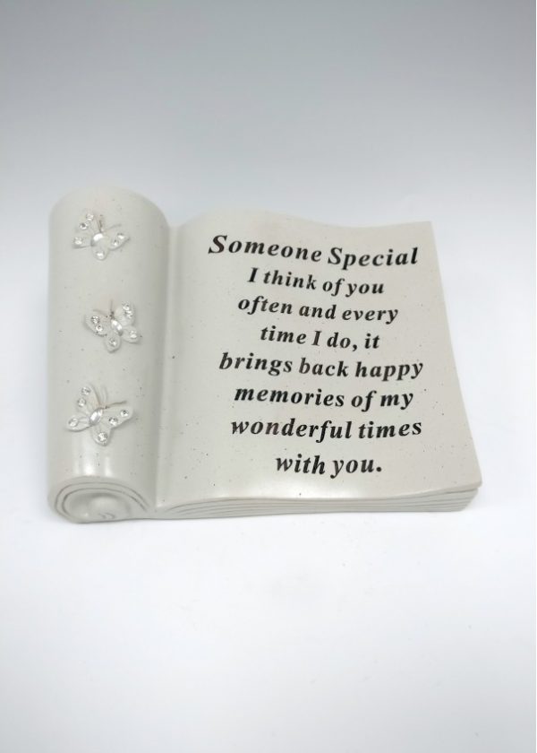 someone special butterfly scroll grave ornament at beechmount garden centre