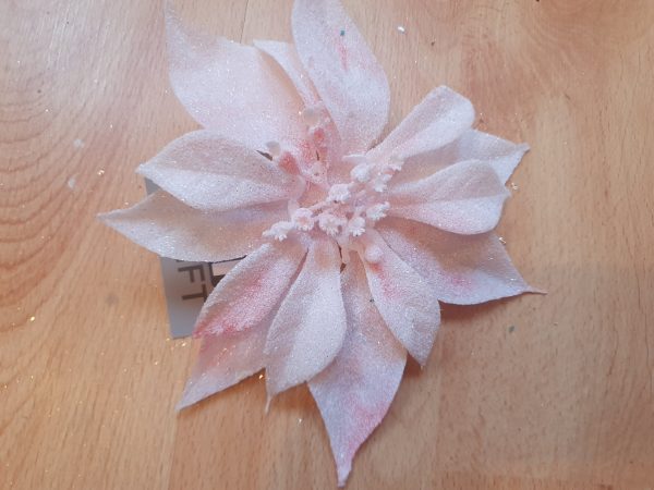 18cm Glitter Poinsettia W/Clip Pink 65418