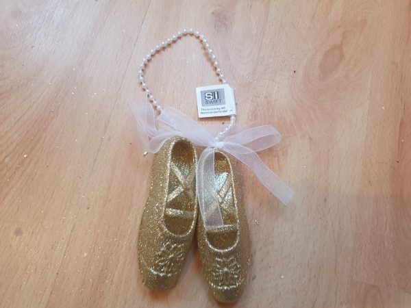 12cm Glitter Ballet Shoe Champagne 1724 at beechmount garden centre