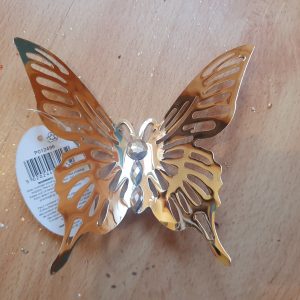 12cm Metal Clip Butterfly Gold 12496 at beechmount garden centre