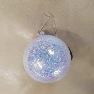 8cm Iridescent Glitter Glass Ball 29386 at beechmount garden centre