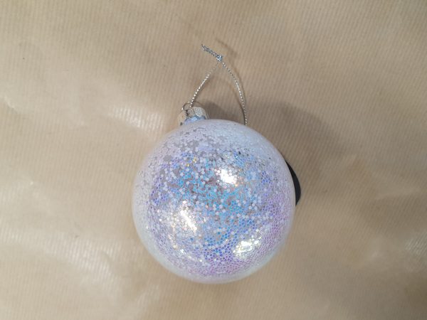 8cm Iridescent Glitter Glass Ball 29386 at beechmount garden centre
