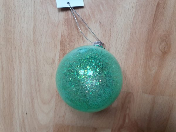 8cm Green Glitter Glass Ball 29385 at beechmount garden centre