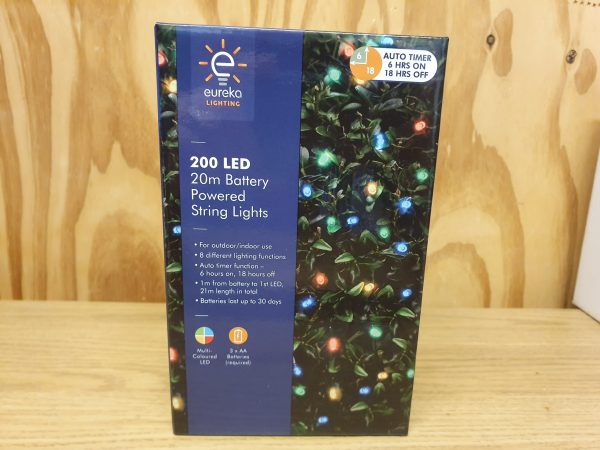 200 LED Multi Coloured Battery Lights at beechmount garden centre