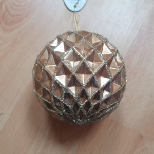 10cm Gold Glitter Facet Ball w Diamond Detail 17717 at beechmount garden centre