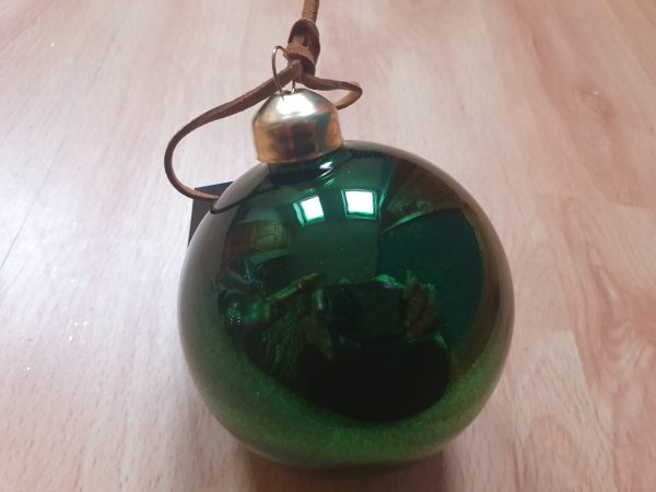 8cm Shiny Emerald Green Glass Ball 30799 at beechmount garden centre