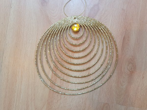 15cm Gold Glitter Circle w Gem in Middle 31325 at beechmount garden centre