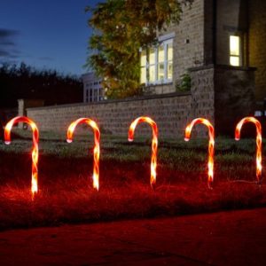 Candy Cane Battery Operated Lights Set of 6 at beechmount garden centre