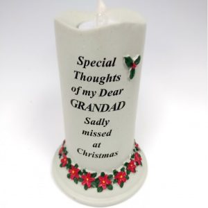 Grave Ornament GRANDAD Poinsettia Candle AT beechmount garden centre
