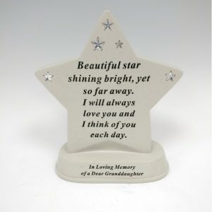 Grave Ornament Star Plaque GRANDDAUGHTER AT beechmount garden centre