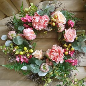 Peony & Rose Floral Wreath (35361) at beechmount gzrden centre