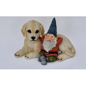 Dog W/Gnome Ornament at beechmount garden centre