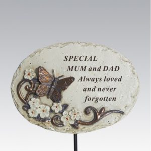 Grave Ornament MUM & DAD Butterfly Stick AT BEECHMOUNT GARDEN CENTRE