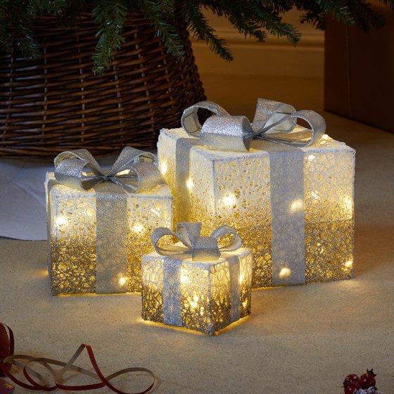 Gold Sparkly Faux Gift Boxes - Set of 3 at beechmount garden centre