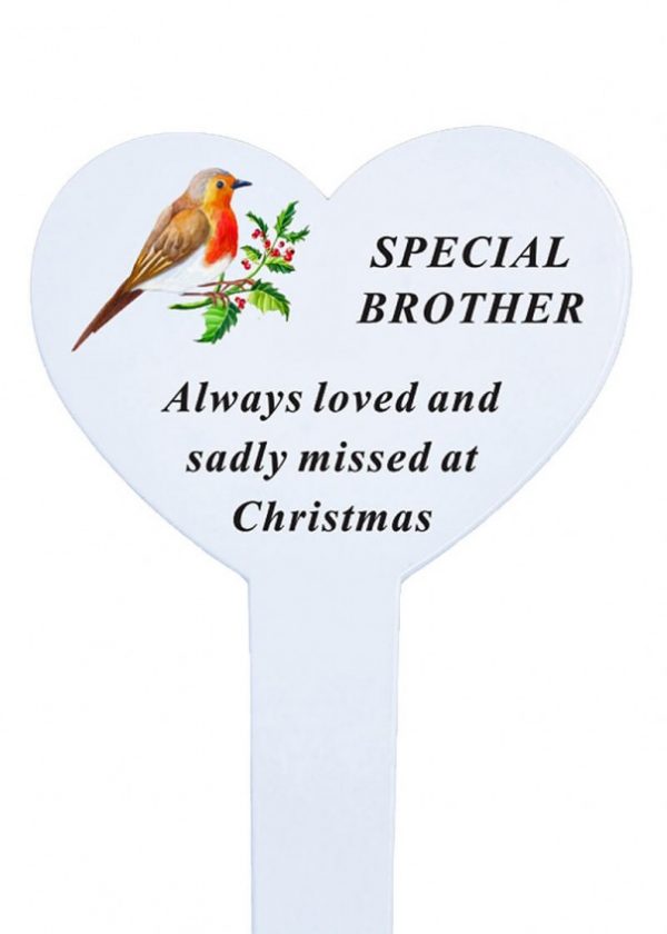 Grave Ornament Stake w/Robin Brother at beechmount garden centre