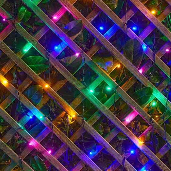 100 Multi Coloured String Lights B/O AT Beechmount garden centre