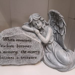 Grave Ornament Sleeping Angel on Rock at beechmount garden centre