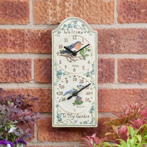 Birdberry Wall Clock & Thermometer at beechmount garden centre