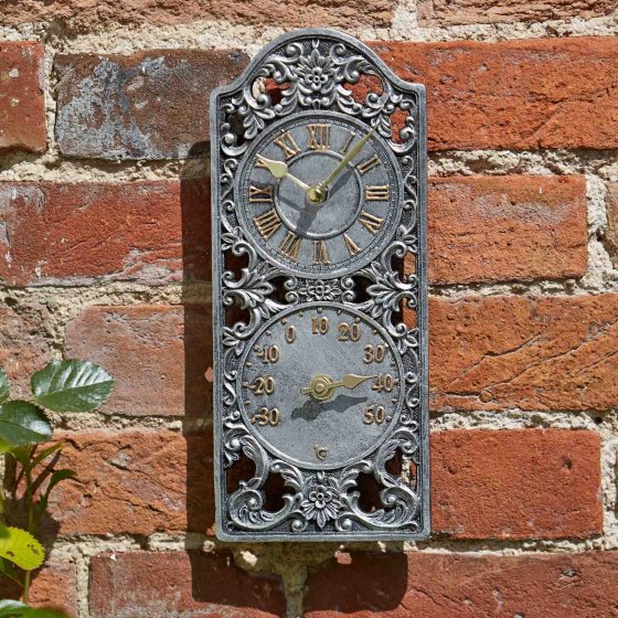 Westminster Wall Clock & Thermometer at beechmount garden centre