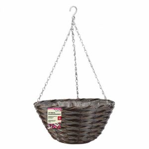 14in Pinto Faux Rattan Hanging Basket at beechmount garden centre