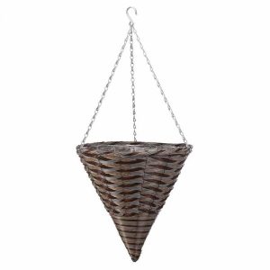 14in Pinto Faux Rattan Hanging Cone at beechmount garden centre
