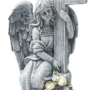 Grave Ornament Lg Solar Angel w/Cross at beechmount garden centre
