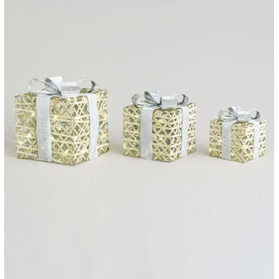 Giftbox x 3 LED Champagne & Silver 36000 at beechmount garden centre