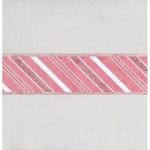 2.5" x 10Y Stripe Ribbon Pink 55118 at Beechmount garden centre