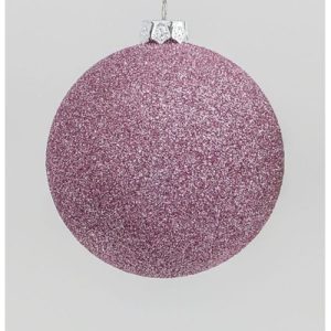 80mm Glitter Ball Decoration Pink 25818 at beechmount garden centre
