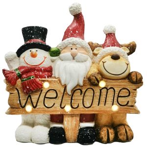 Santa Snowman & Reindeer W Welcome ch626 at beechmount garden centre