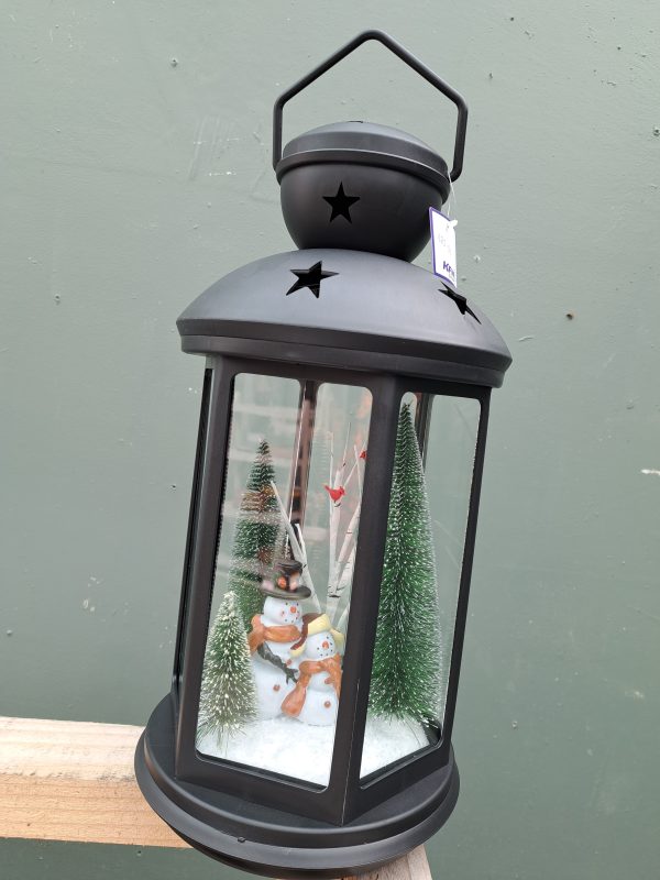 Lantern LED Snowman Frosty & Milky Way H32cm at beechmount garden centre