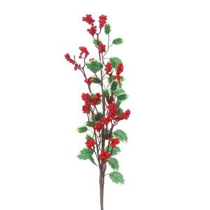 74cm red mini berry and holly leaf stem AT BEECHMOUNT GARDEN CENTRE