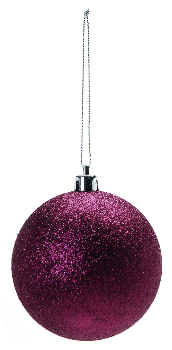 8cm Purple Glitter Shatterproof Ball 22916 At beechmount garden centre