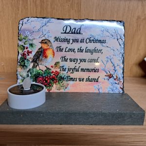 Grave Ornament Christmas Dad Printed Slate at beechmount garden centre