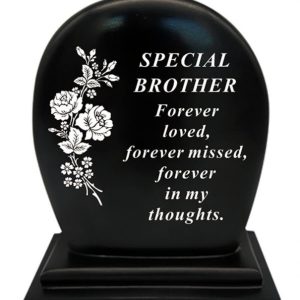 Grave Ornament Black Flower Plaque BROTHER At beechmount garden centre