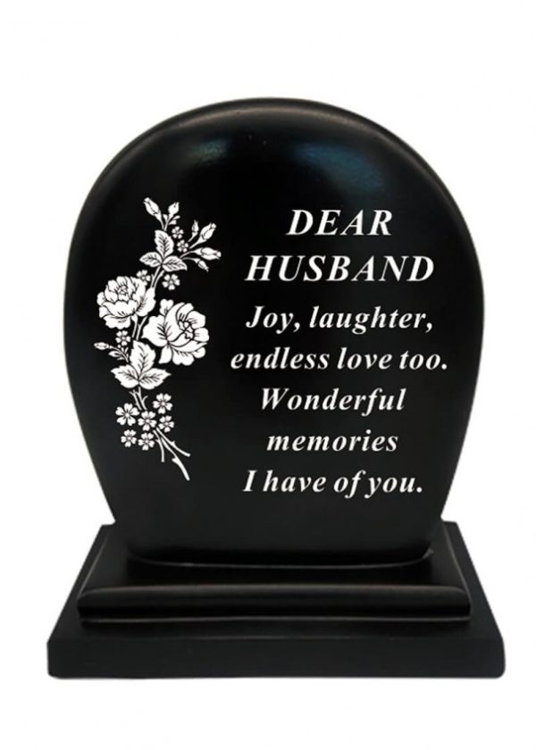 Grave Ornament Black Flower Plaque HUSBAND At beechmount garden centre