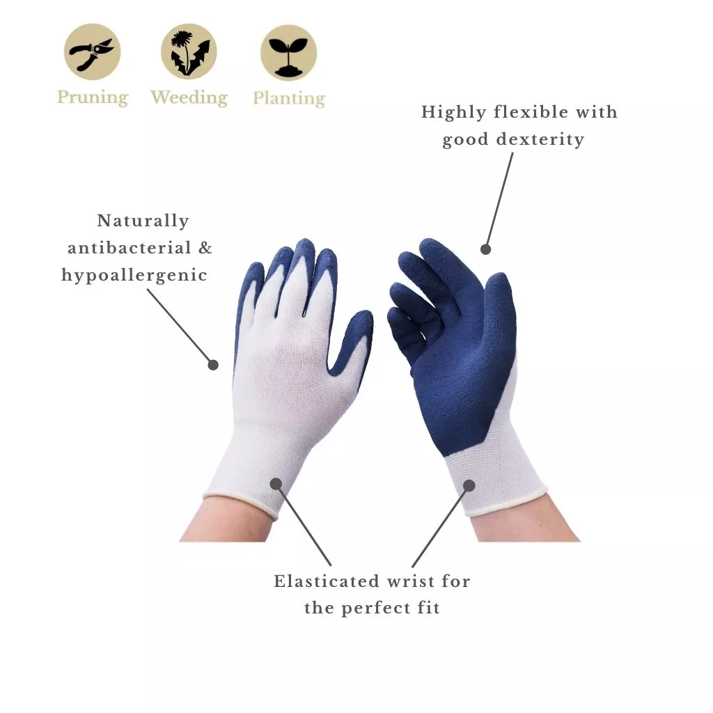 Kent & Stowe Navy Natural Bamboo Gloves - Men's Large at beechmount garden centre