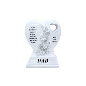 Grave Ornament DAD Double Heart on Plinth