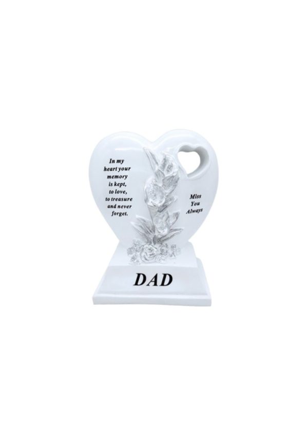 Grave Ornament DAD Double Heart on Plinth