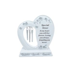 Grave Ornament BROTHER White Heart with Chime