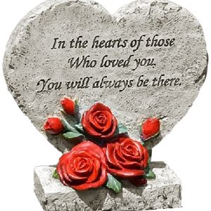 Grave Ornament Red Rose Heart Plaque