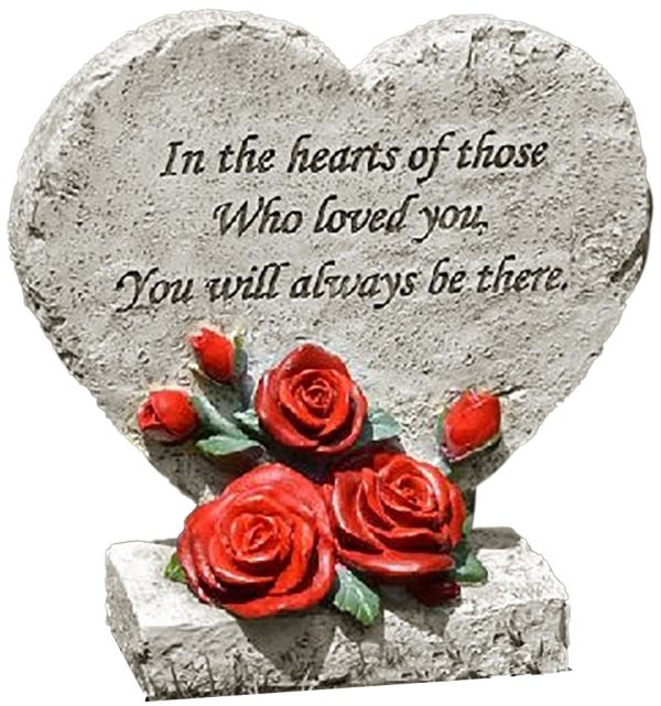 Grave Ornament Red Rose Heart Plaque