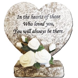 Grave Ornament Red white Heart Plaque 6107