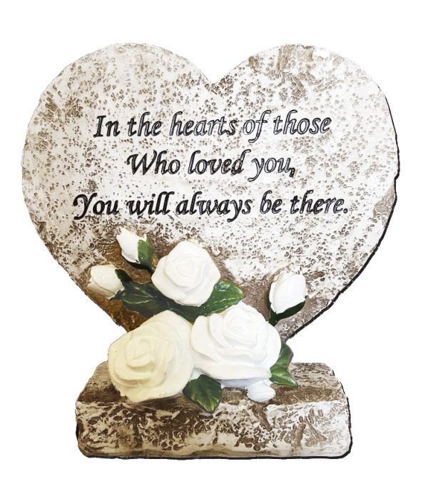 Grave Ornament Red white Heart Plaque 6107