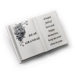 Grave Ornament GRANDAD 3D Silver Rose Book