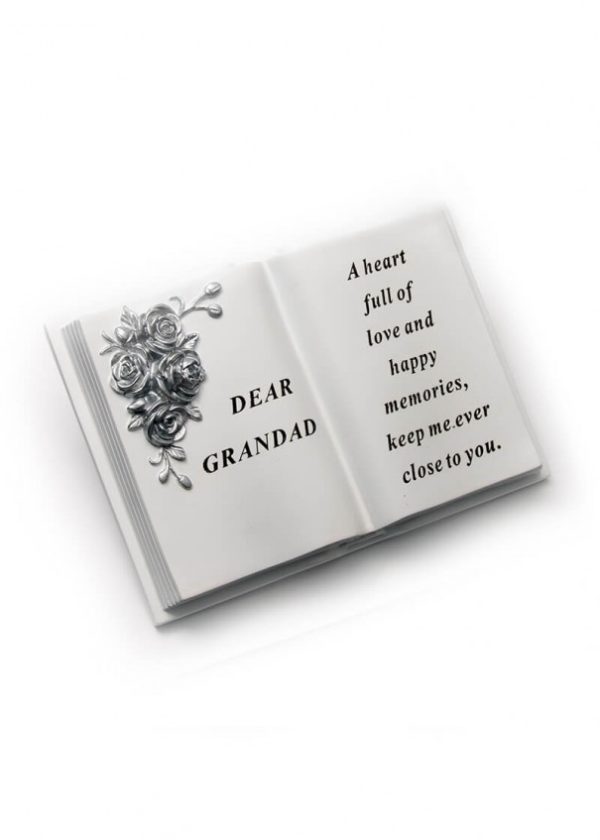 Grave Ornament GRANDAD 3D Silver Rose Book