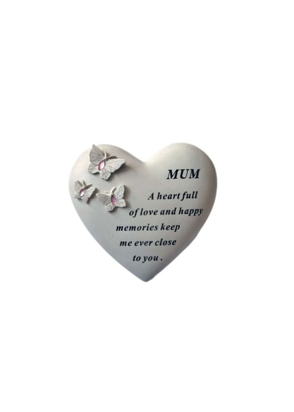 Grave Ornament MUM Heart w Butterflies